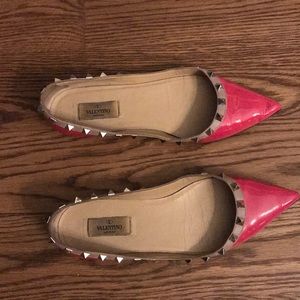 Valentino rockstud pink patent flats